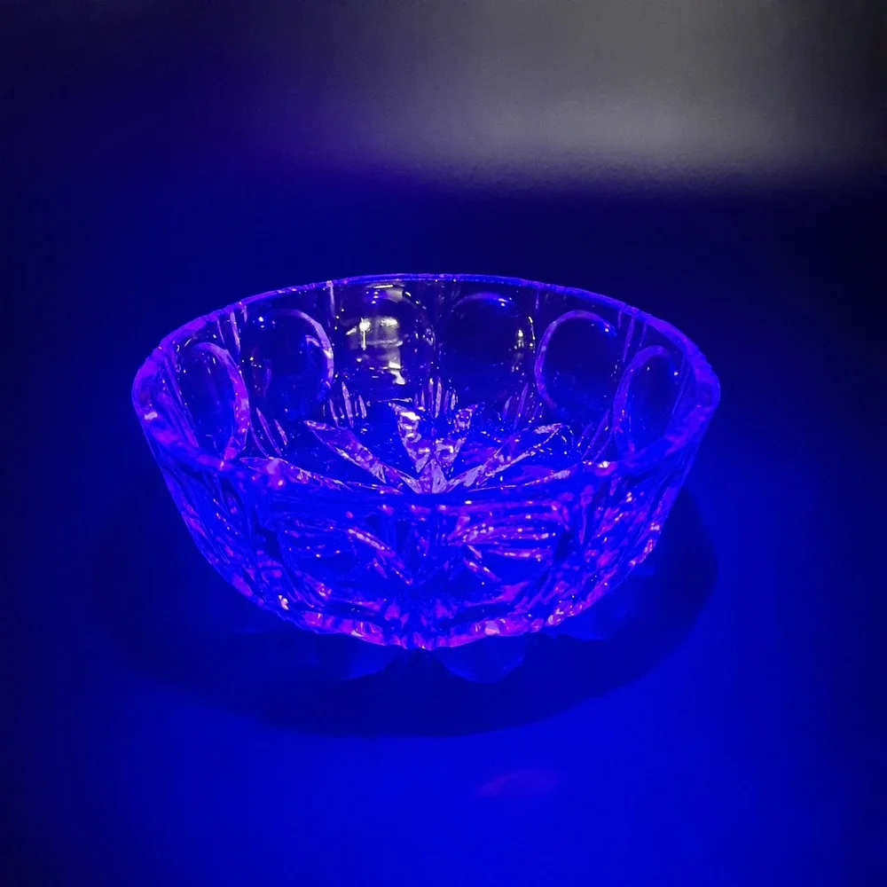 Vintage Pressed Glass Bowl Starburst‎ & Oval Panel Pattern Clear Heavy Glass 6